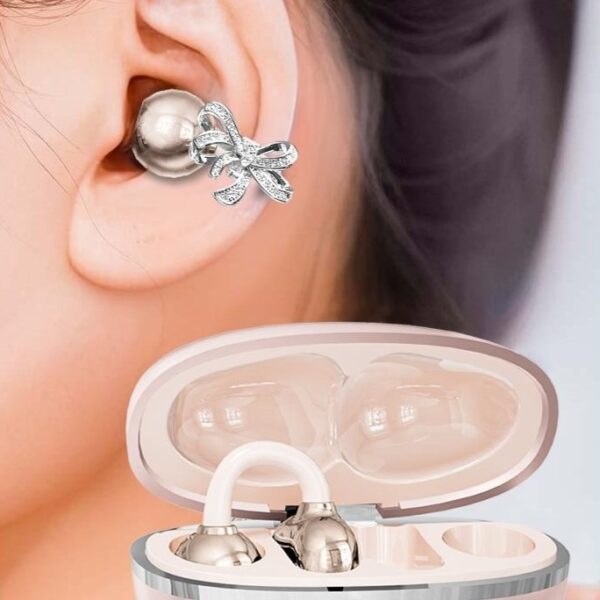 Open ear wireless earphones Diamond studded butterfly design fashion trends tws earbuds