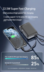 3C Mini Power Bank 10000mAh Fast Charger With 4cable Mobile Phone External Battery Charger - Image 7
