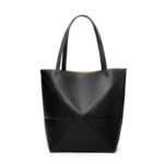 Women handbag puzzle fold top grain leather unique style large capacity single shoulder tote bag - Image 5