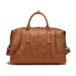 High quality waterproof PU leather travel luggage weekender bag gym sports tote bag