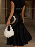 Vintage French style high-end heavy industry hand woven pearl tassel banquet handbag - Image 3