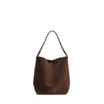Women suede genuine leather bucket tote underam shoulder bag - Image 5