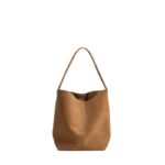 Women suede genuine leather bucket tote underam shoulder bag - Image 3