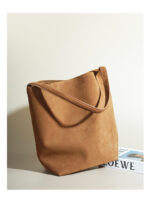 Women suede genuine leather bucket tote underam shoulder bag - Image 9