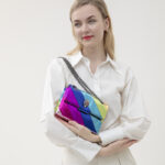 Luxury British Rainbow Bag With Contrasting Color Splicing Chain Crossbody Bag - Image 4