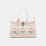 New Color Blocked Small House Bag, Cowhide Platinum Bag - Image 7