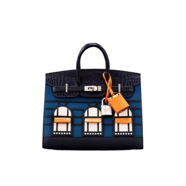 New Color Blocked Small House Bag, Cowhide Platinum Bag