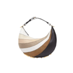 Fashion Cowhide Women's Bag Rainbow Colored Diagonal Stripe Pattern Crescent Bag
