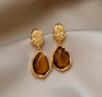 Koi Fish Natural Tiger Eye Stone Vintage Earrings Mosquito Coil Ear Clip - Image 4