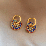 New Chinese style Chinese style red and blue color painted earrings - Image 2