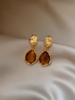 Koi Fish Natural Tiger Eye Stone Vintage Earrings Mosquito Coil Ear Clip - Image 3