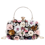 Fashion Evening Ladies Handmade Flower Bead Party Bag - Image 5