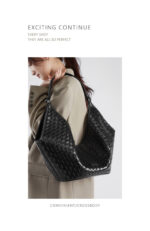 Fashionable and western-style woven pattern, women's tote, vegetable blue handbags - Image 9