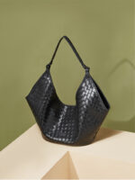 Fashionable and western-style woven pattern, women's tote, vegetable blue handbags - Image 3